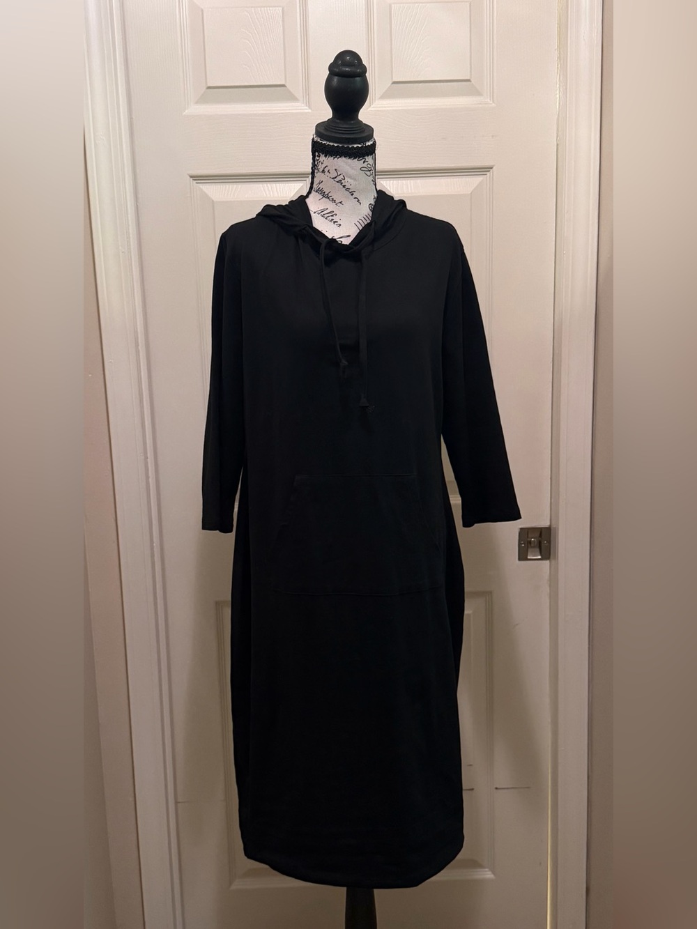 Long Black Hoodie Top/Dress for Women - Casual Pullover
